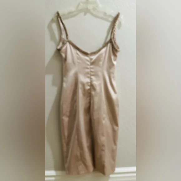 House of CB satin & crystal bodycon dress in champagne, ASO Cassie Euphoria Prom - Picture 6 of 11